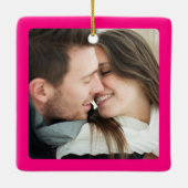 Aangepast roze Pas getrouwd paar Keramisch Ornament (Achterkant)