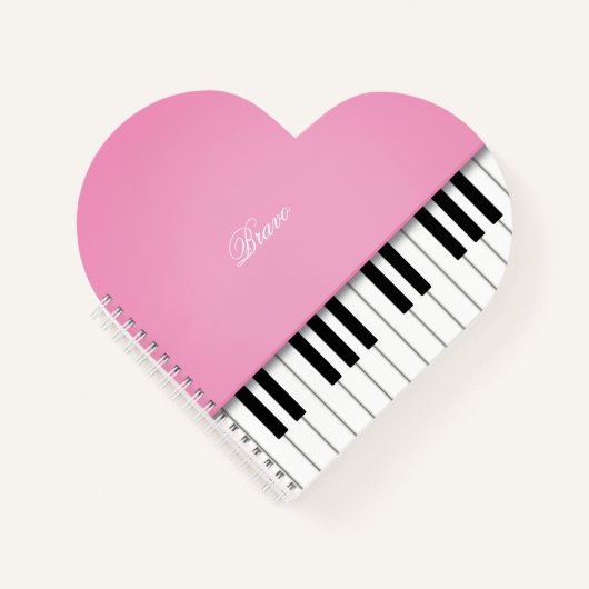 Aangepast roze, piano-muziektoetsenbord notitieboek (Voorkant)