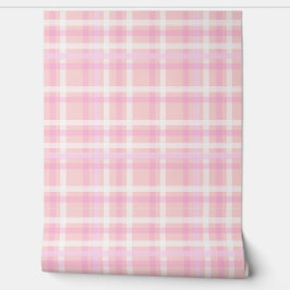 Aangepast Roze Plaid Accent Wall Paper Behang