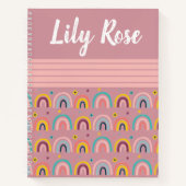 Aangepast Roze Regenboog Patroon Kind Notitieboek (Voorkant)