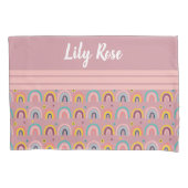 Aangepast roze regenboogpatroon Kind Kussensloop (Voorkant)