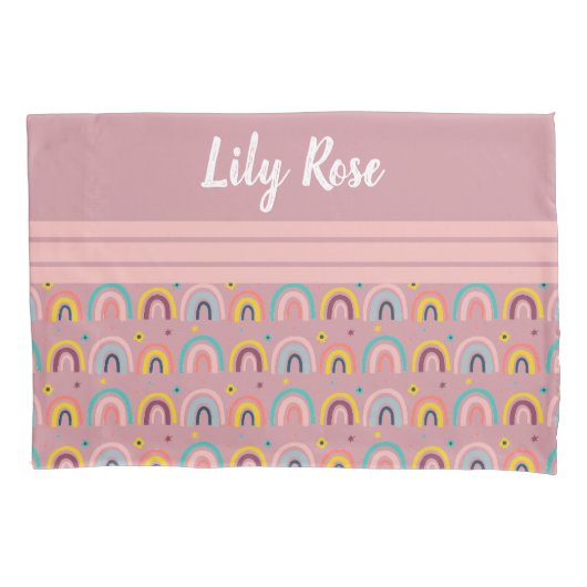 Aangepast roze regenboogpatroon Kind Kussensloop (Voorkant)