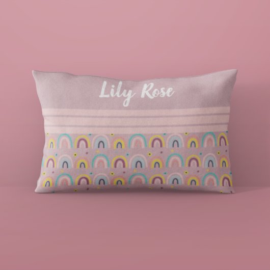 Aangepast roze regenboogpatroon Kind Kussensloop
