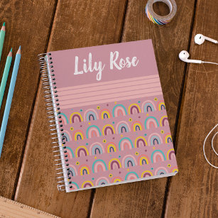 Aangepast roze regenboogpatroon Kind Notitieboek