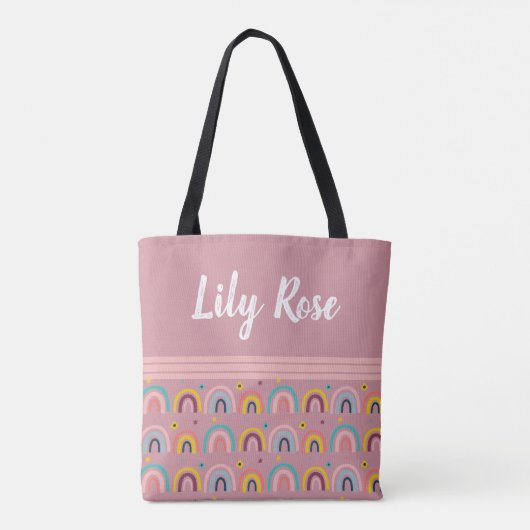 Aangepast roze regenboogpatroon Kind Tote Bag (Achterkant)