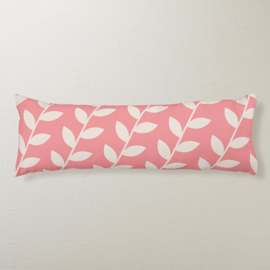 Aangepast Roze Retro Blad Patroon Lichaamskussen (Voorkant)