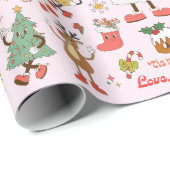 Aangepast Roze Retro Kerstverpakking Papier (Rol Hoek)