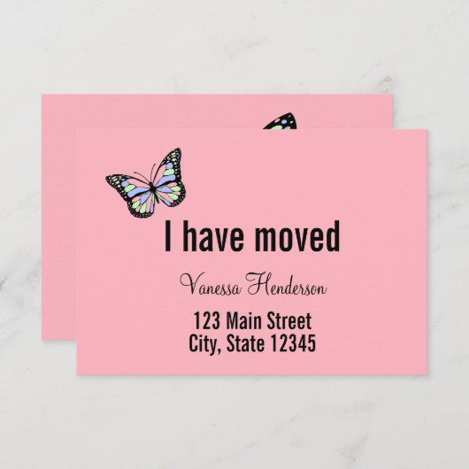 Aangepast roze ronddraaiende vlinder Aankondiging (Voorkant / Achterkant)