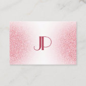 Aangepast roze rood Glitter Modern Monogram Visitekaartje (Voorkant)