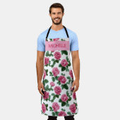 Aangepast Roze Roos Bloempatroon Schort (Gedragen)
