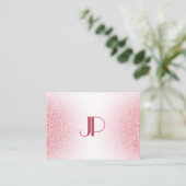 Aangepast roze roze goudglitter Modern Monogram Bu Visitekaartje (Staand voorkant)