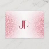 Aangepast roze roze goudglitter Modern Monogram Bu Visitekaartje (Voorkant)