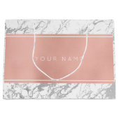 Aangepast roze roze goudmetallisch minimaal marmer groot cadeauzakje (Voorkant)