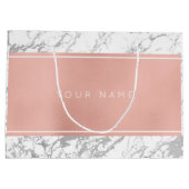 Aangepast roze roze goudmetallisch minimaal marmer groot cadeauzakje (Achterkant)