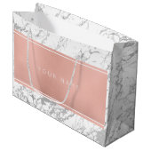 Aangepast roze roze goudmetallisch minimaal marmer groot cadeauzakje (Voorkant Gekanteld)
