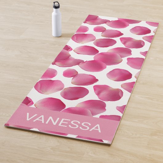 Aangepast Roze Rozenblaadjes Patroon Yogamat (In situ)