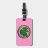 Aangepast roze Shamrock Celtic Knots Bagagelabel (Voorkant verticaal)