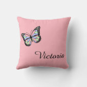Aangepast roze Sierkussen met vlinder (Achterkant)