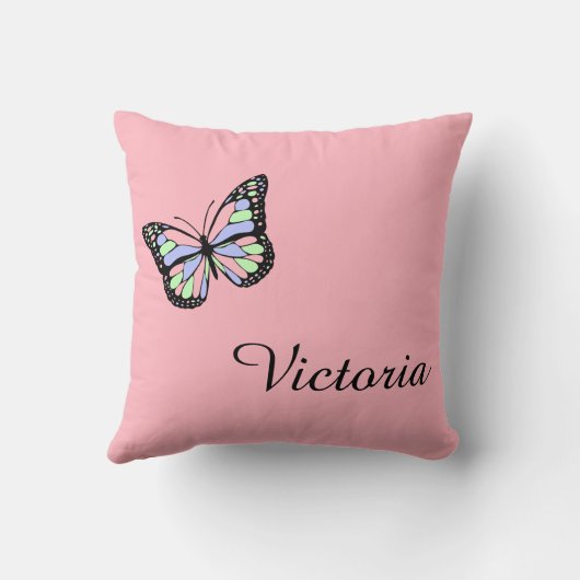 Aangepast roze Sierkussen met vlinder (Achterkant)