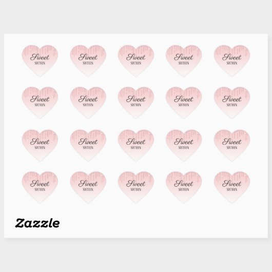 Aangepast roze strooisel hart sticker (Vel)