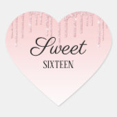 Aangepast roze strooisel hart sticker (Voorkant)