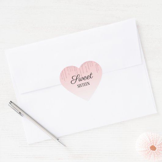 Aangepast roze strooisel hart sticker (Envelop)