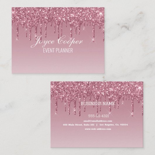 Aangepast roze strooisel visitekaartje (Voorkant / Achterkant)