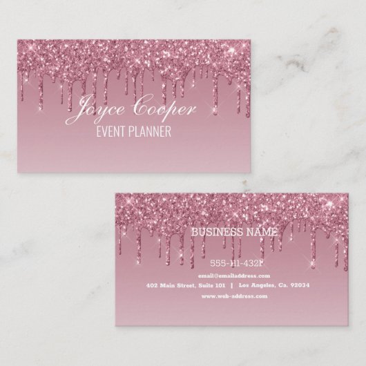 Aangepast roze strooisel visitekaartje (Voorkant / Achterkant)