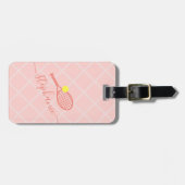 Aangepast roze tennismonogram bagagelabel (Voorkant horizontaal)