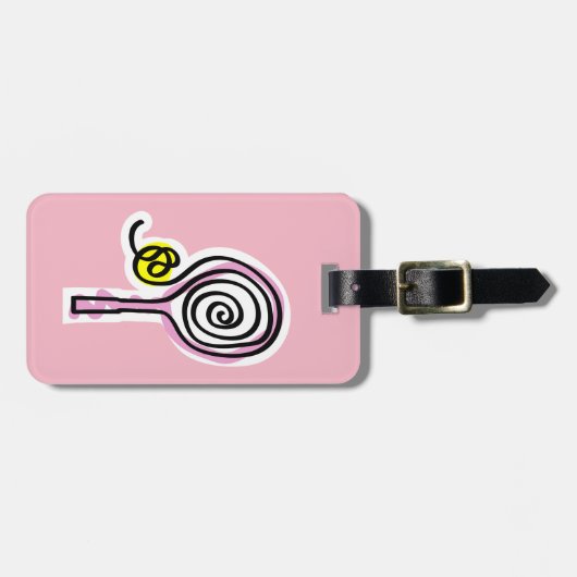 Aangepast roze tennisracket bagagelabels (Voorkant horizontaal)