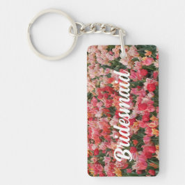 Aangepast roze Tulip Garden Bridesmaid Sleutelhang Sleutelhanger