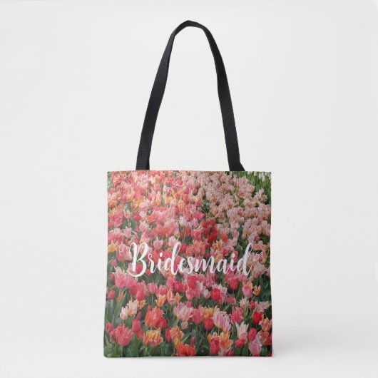 Aangepast roze Tulp ventilator Bridesmaid Tas (Voorkant)