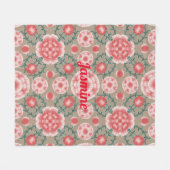  aangepast roze ventilator Plant patroon Fleece Deken (Voorkant (Horizontaal))