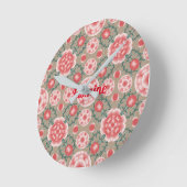  aangepast roze ventilator Plant patroon Ronde Klok (Hoek)