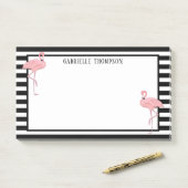 Aangepast roze ventilatoren zwart-wit strippatroon post-it® notes (Op bureau)