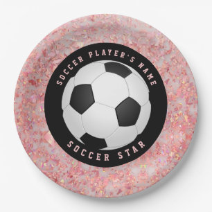 Aangepast roze Voetbal Football Papieren Bordje