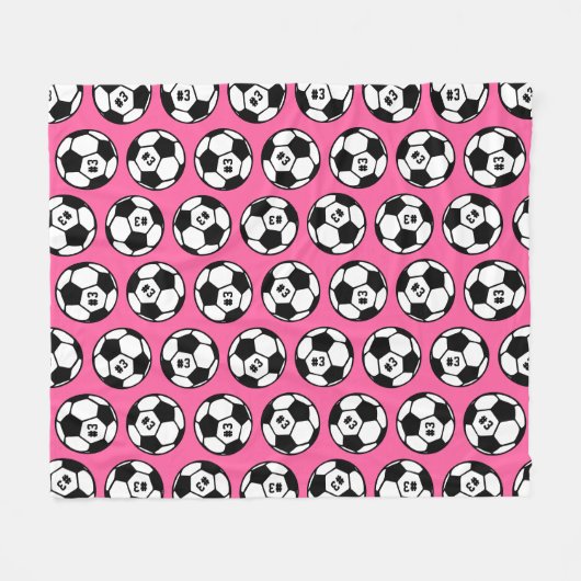 Aangepast roze Voetbal patroon Fleece Deken (Voorkant (Horizontaal))
