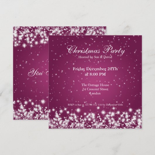 Aangepast roze voor partijuitnodiging elegant Spar Kaart (Voorkant / Achterkant)