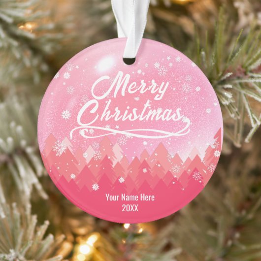 Aangepast roze vreedzame sneeuwbos met kerst ornament (Boom)