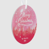 Aangepast roze vreedzame sneeuwbos met kerst ornament (voorkant)