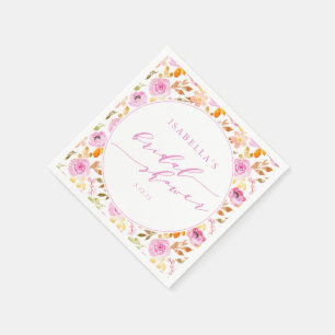 Aangepast roze Waterverf Floral Vrijgezellenfeest Servet