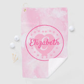 Aangepast roze Waterverf - Monogram voor harternaa Golfhanddoek (Insitu)