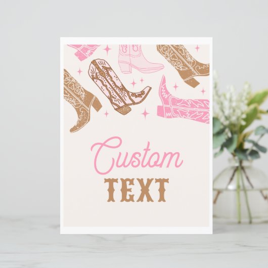 Aangepast Roze Western Partijteken (Staand voorkant)