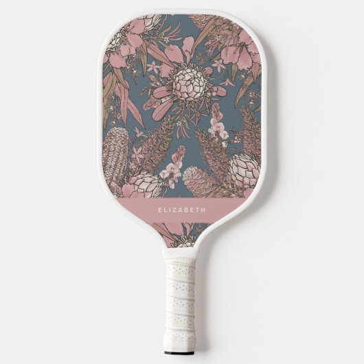 Aangepast Roze Wilde Struik Bloem Boeket Pickleball Paddle (Achterkant)