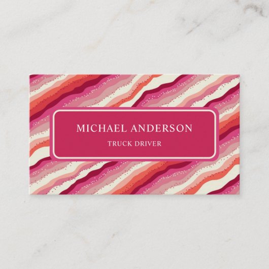 Aangepast Roze Wit Rood Sinaasappel Wave Monogram Visitekaartje (Voorkant)