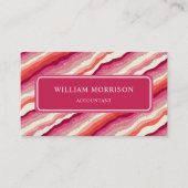 Aangepast Roze Wit Rood Sinaasappel Wave Monogram Visitekaartje (Voorkant)