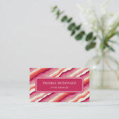 Aangepast Roze Wit Rood Sinaasappel Wave Monogram Visitekaartje (Staand voorkant)