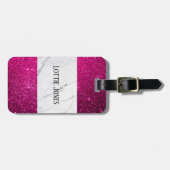 Aangepast roze witte glitter afdrukken bagagelabel (Voorkant horizontaal)