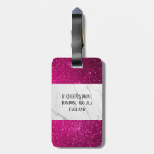 Aangepast roze witte glitter afdrukken bagagelabel (Achterkant verticaal)