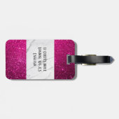 Aangepast roze witte glitter afdrukken bagagelabel (Achterkant horizontaal)